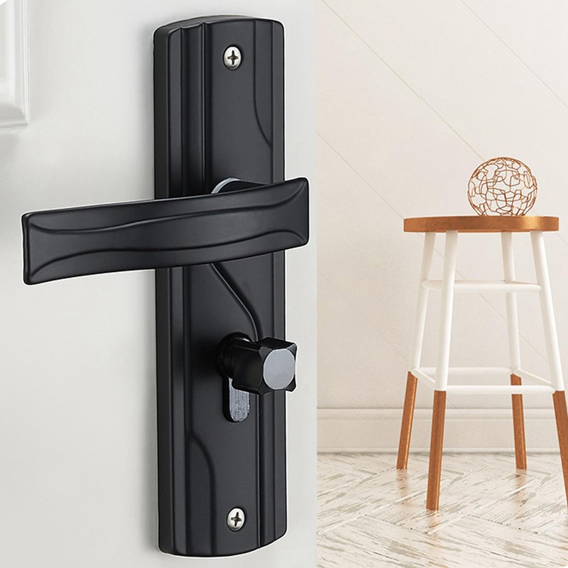 Xiuganpo Black Front Door Handle, Silent Universal Modern Front Door