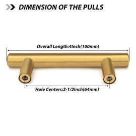 10 Pack goldenwarm Gold Drawer Pulls Brushed Brass Cabinet Pulls - LS201GD64 Gold Kitchen Hardware Hole Spacing 64mm 2.5in Cabinet Pulls for Dresser Drawers