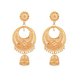 Efulgenz Gold Tone Earrings Indian Earrings for Women Indian Style Traditional Bollywood Jhumka Jhumki Dangle Earrings Set for Women