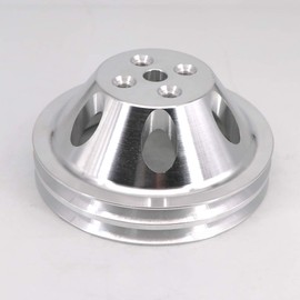 KIPA Aluminium Double groove Water Pump Pulley For SB SBC Small Block Chevy 265 283 305 327 350 383 400 with a short water pump Satin Aluminium Finish Durable 2-Groove #9479