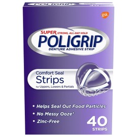 Super Poligrip Denture Adhesive Comfort Seal Strips-40 ct (Pack of 3)