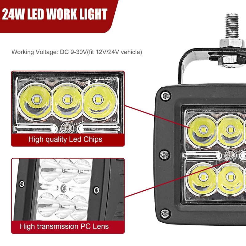 Wsays 3 inch 24W LED Fog Light Pods with Plug