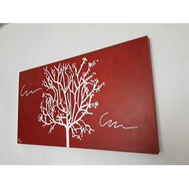 Cuadro Decorativo Moderno Pintura en lienzo canva ÁRBOL ROJO Y BLANCO Pintado a Mano cuadro para decoración del hogar Cuadro de Pared para la decoraci