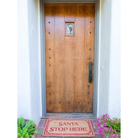 New KAF Home Holiday Coir Doormat with Heavy-Duty, Weather Resistant, Non-Slip PVC Backing | 17 by 30 Inches, 0.6 Inch Pile Height | Perfect for Indoor and Outdoor Use (Santa Stop Here)