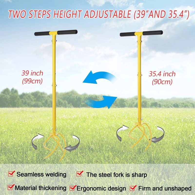 BARAYSTUS Height Adjustable hand tiller Garden Claw Twist Tiller Cultivator