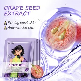 Facial Sheet Masks Set, 9 Pack, Fruit Extracts Collection, Nourishing & Moisturizing