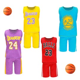Miunana 6PCS Boy Doll Clothes Fashion Basketball Outfit Sports Suits Casual Wear Top and Pants for 12 Inch Male Dolls (Basketball NOT Include)