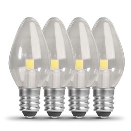 Feit Electric BP7C7/827/LED/4 0.6W 7W Equivalent 30 Lumen Candelabra Base Four LED C7 Night Light Bulb, 2.1" H x 0.9" D, 2700K (Soft White), 4 Piece