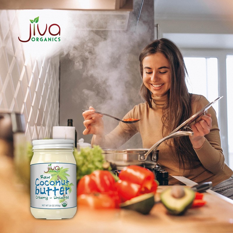 Jiva Organics RAW Organic Coconut Butter 16 Ounce Jar -