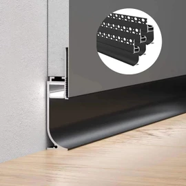 Besseto Black Baseboard LED Aluminum Channel,3 x 2m Toe Kick LED Strip Light Aluminum Channel Profile Skirtingboard Baseboard Light for Living Room Bedroom Kitchen Home Theater(3Pack 2M/6.6FT)