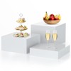Bouiexye 3Pcs White Buffet Risers Acrylic Boxes Display Food Risers