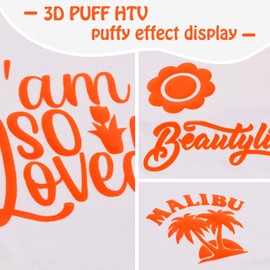 Ryebme Plotter Film Textile Orange, 3D Puff Vinyl Film Plotter 10 x 6 ft Flex Film Plotter Textile for DIY T-Shirt, Easy to Cut for Fabric for Iron-On