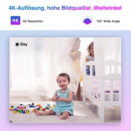 4K Camera Ultra HD, Small Indoor Camera, High Image Quality, 130° Wide Angle, Smart Motion Detection, MicroSD Card Slot