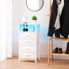 Yoobure Night Stand - LED White Nightstand with Charging Station,