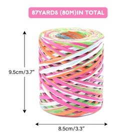 G2PLUS Colored 262 Feet Raffia Paper Ribbon, 6 Colored Packing Paper String, Pink Green Orange Raffia Ribbon for Gift Wrapping, DIY Decoration, Mother's Day, Valentine's Day