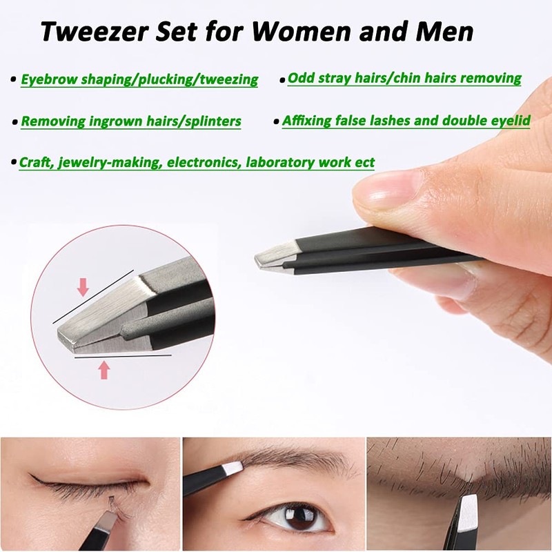 HappyGo Precision Tweezers Professional Stainless Steel Tweezer Set 6 Pack