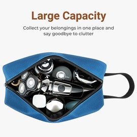 Elviros Travel Toiletry Bag for Women and Men, Lightweight Makeup Bag Hanging Dopp Kit with Shaving Compartment Cosmetic Organizer Small Tool Bag Travel Essentials, Navy Blue