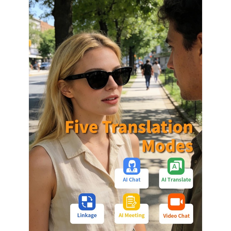 SIHUADON Smart Glasses Sunglasses for Men & Women, Bluetooth Open-Ear