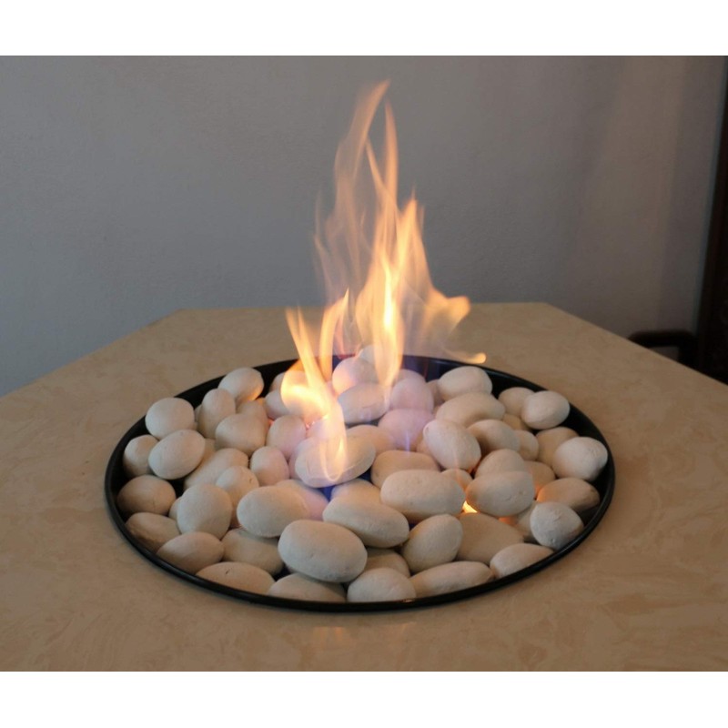 HMB 24 Pcs White Stone-Like Ceramic Pebble for Gas Fireplace
