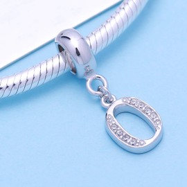 SoulBeads - Colgante de plata de ley 925 con letra de la letra de la A a la Z para pulsera europea