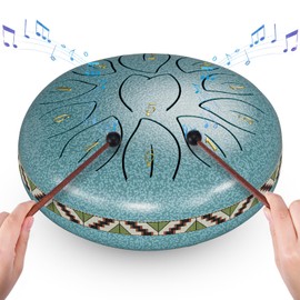 Couleeur Tongue Drum, 6 Inch 11 Tone C Major Tongue Drum, Mini Steel Tongue Drum for Beginners, Children, Adults, Handpan Steel Drum for Meditation, Yoga, Music Education, Sound Healing (Light Blue)