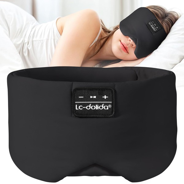 LC-dolida Sleep Mask with Bluetooth Headphones, Soft Ice Silk Sleep