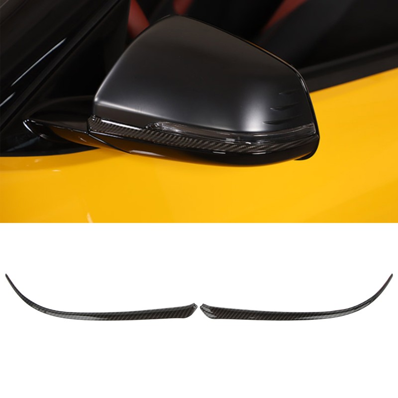 2pcs Side Rearview Mirror Trim ABS Carbon Fiber Color Wing