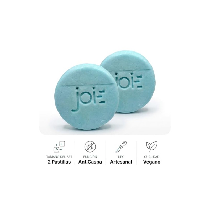 2 Pastillas Joie Shampoo Solido AntiCaspa | Artesanal Solido Unisex