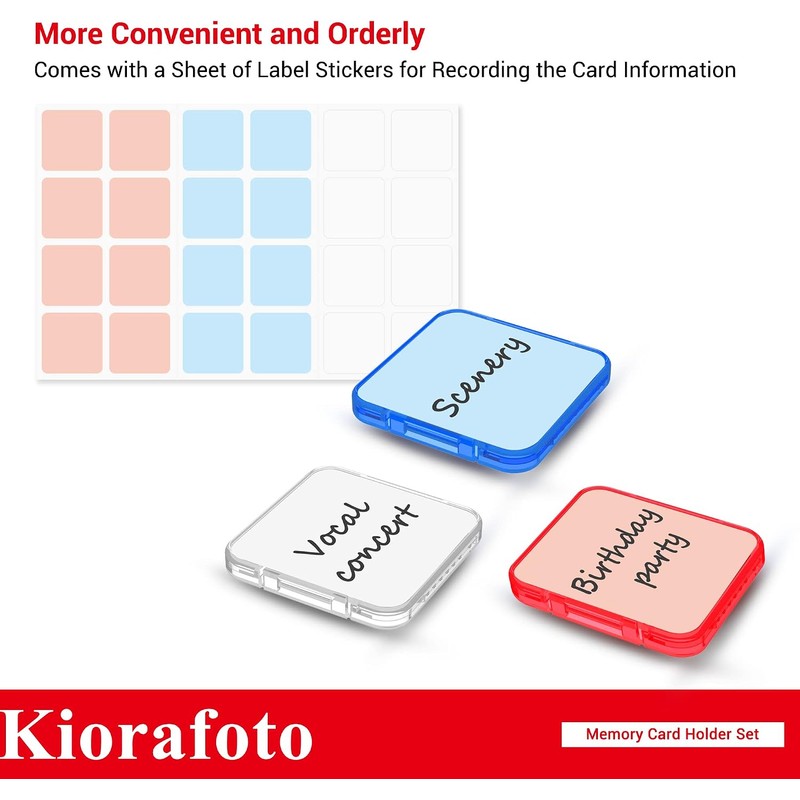 Kiorafoto 24PCS Estuche De Plástico Transparente Multicolor para Tarjetas SD