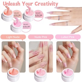 BUTBU Pack of 3 Salon Builder Gel for Gel Nails, UV Gel for Nail Extension & Modelling, Acrylic Gel, Builder Gel for Nails, with Paper Holder, Sanding Rod, for Nails Extensions, Strengthens Protects