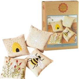 Corinne Lapierre Linen Lavender Bag Embroidery kit - Bees, Small