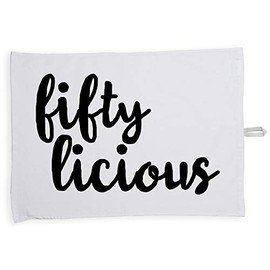 Hippowarehouse Fifty Licious Birthday Tea Towel Eco Printed Dish Cloth Kitchen accessory 50cmx70cm 100% Cotton