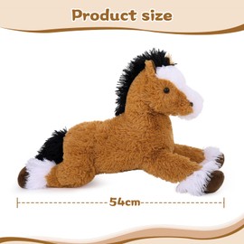 MorisMos Horse Teddy with Babies inside, Lifelike Cuddly Pony Horses Stuffed Animal Plush Soft Toys, Kawaii for Kids Girls Boys Birthday Party Decoration (54cm Dark Brown)