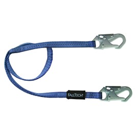 FallTech 8204 Restraint Lanyard - Single Leg with 2 Snap Hooks, 4', Blue