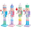 OUNONA 4-Piece Nutcracker Figurine Wooden Nutcracker Ornament Christmas Nutcracker Ornament