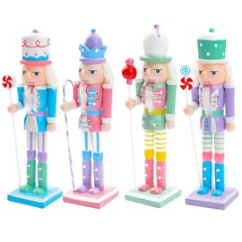 OUNONA 4-Piece Nutcracker Figurine Wooden Nutcracker Ornament Christmas Nutcracker Ornament Set Nutcracker Soldier Christmas Decoration Wooden Nutcracker Christmas Hanging Ornaments for