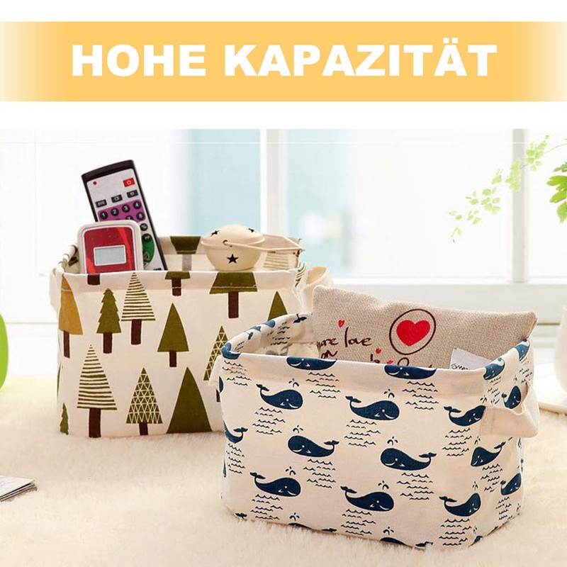 Storage Basket, 4-Piece Set, Foldable Linen Storage Box for Office,