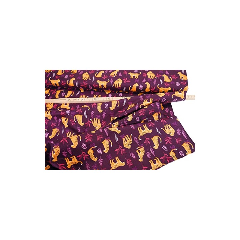 makower • Jewel Tones • Cheeky Leopard • Aubergine 0.5