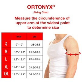 Funda de compresión para soporte de puño de rotador, prevención de lesiones, junta de CA dislocada, lágrima de laboratorio, dolor de hombro congelado, esguince, dolor, bursitis / ACKB743 de ORTONYX, Gris/Rojo, XXL