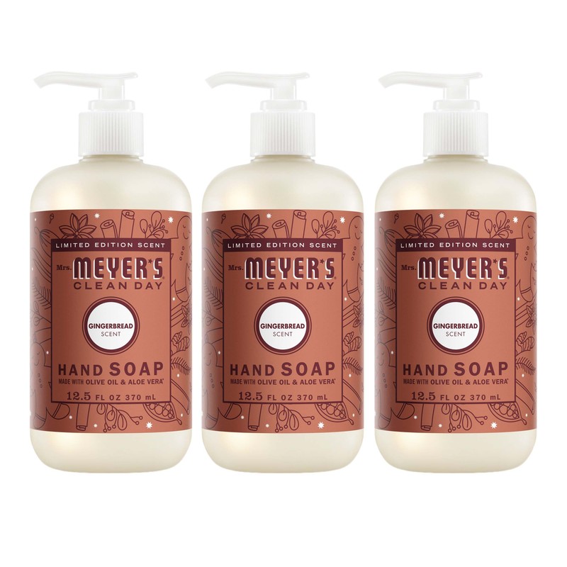 Mrs. MEYER'S Clean Day Liquid Hand Soap, Gingerbread Scent, 12.5