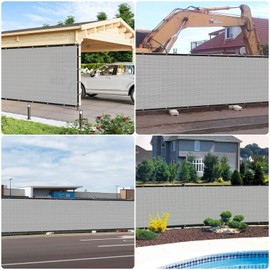 E&K Sunrise 4' x 128' Privacy Fence Screen with Grommets, Outdoor Windscreen Fence Covering Privacy Screen UV Blockage for Backyard Garden Patio, Zip Ties Included (Gray)