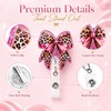 Pink Bow Badge Reel Holder Retractable ID Card Name Badge