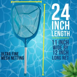 U.S. Pool Supply U.S. Pool Supply Professional Spa, Hot Tub, Pool Hand Leaf Skimmer Net with 12" Aluminum Pole - Deep Ultra Fine Mesh Netting Bag Basket, Clean the Finest Debris - Pond Small Kid Kiddie Inflatable Pool