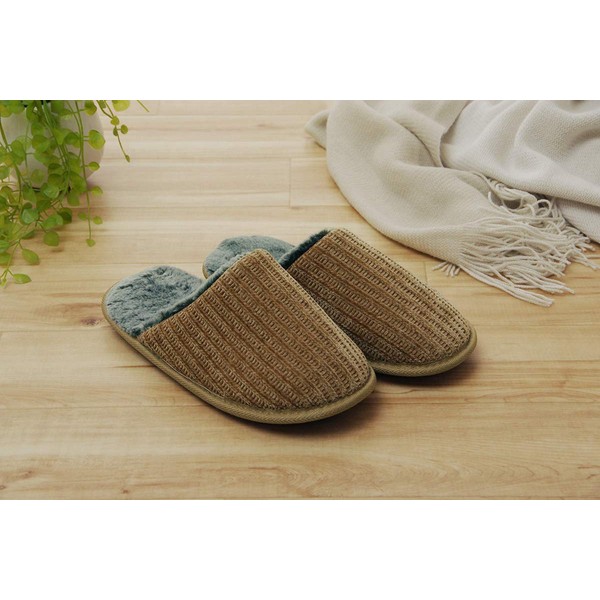 Ikehiko Corporation #7320149 Room Shoes, Slippers, Men's, Women's, Unisex, L, Approx. 9.8 - 10.6 inches (25 - 27 cm), Brown, Indoor, Warm, Fall and Winter