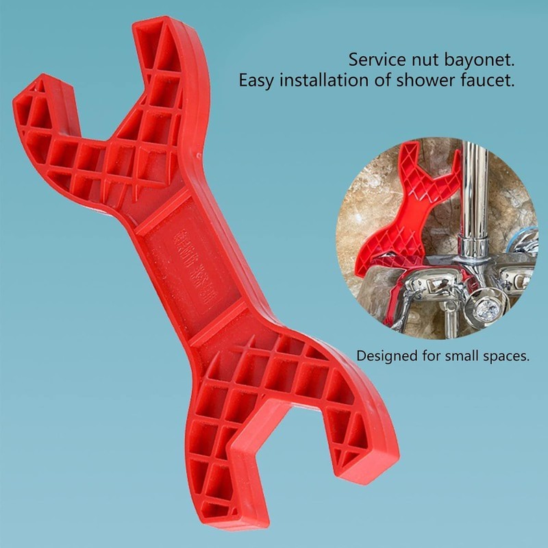 1Pc Red Multifunctional Double Head Shower Wrench Plastic Made Lightweight