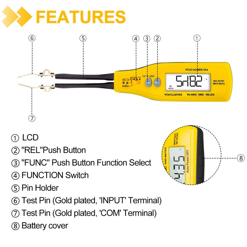Pinzetta Multimetro Smart SMD Tester AP-990C Handheld Resistance Capacitance Auto