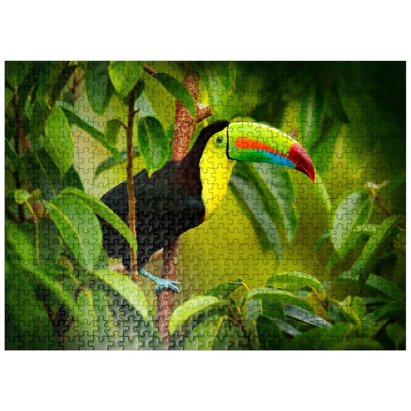 Costa Rica Wildlife. Toucan Sitting On The Branch in The Forest - Premium 500 Piece Jigsaw Puzzle for Adults