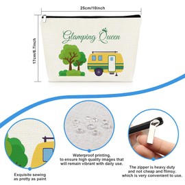 Glamping Gift for Women Glamping Queen Makeup Bag Happy Camper Gift Camping Lover Gift Travel Cosmetic Bag Queen of the Camper Zipper Toiletry Bag Birthday Christmas Graduation Gifts for Camper Friend