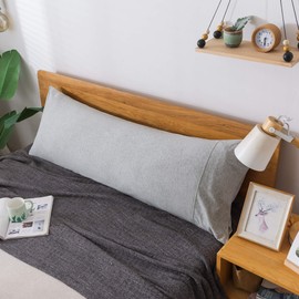 Household 100% Jersey Cotton Pillowcase 20”x54”-Light Weight, Comfortable, Extremely Durable(Grey, Body Size Pillowcase)