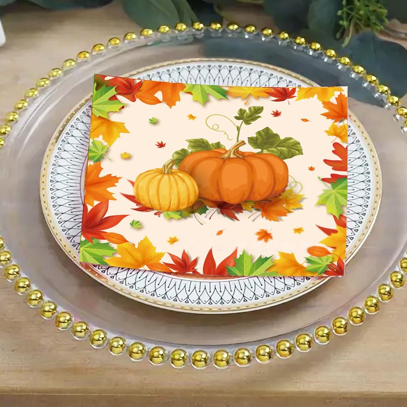 JazSwirl Fall Napkins, Paper Autumn Thanksgiving Pumpkin Napkins Disposable, Fall